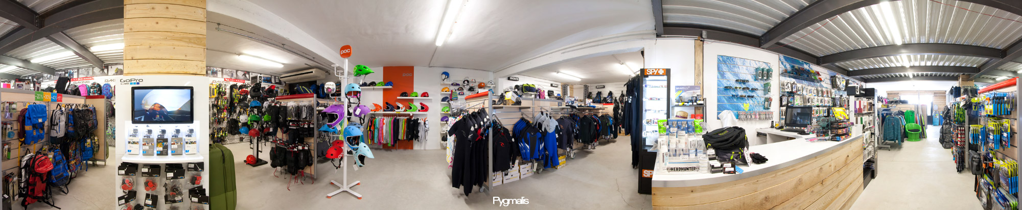 Photo panoramique à 360° dans un magasin de Montpellier - Glisse PRO shop