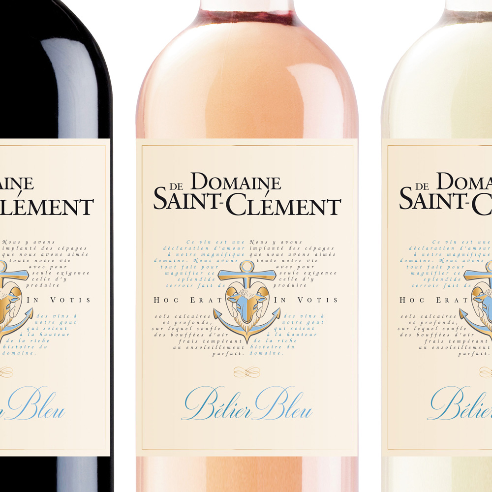 Création d'une étiquette de vin Bélier Bleu - Domaine de St-Clément