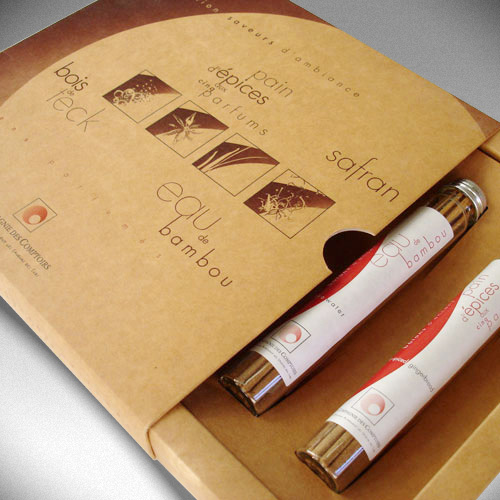 Design et création d'illustrations pour l'habillage des boîtes de parfums, encens et bougies LA COMPAGNIE DES COMPTOIRS à Montpellier