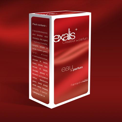 Création packaging de l'habillage de la boîte de parfum EXALIS
